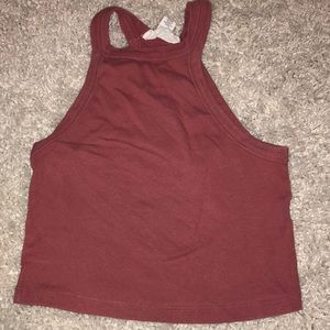 Dark blush pink cropped halter top